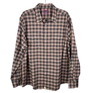 Untuckit Plaid Button Down Shirt XXL Grey Brown Red Flannel New